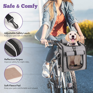 Nouveau design écologique, sac de transport pliable multifonctionnel pour animaux de compagnie en tissu Oxford, fermeture à bouton pour petits animaux, chiens jusqu'à 5 kg, pour vélo - Product Image 4