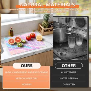 Tendez votre terre de diatomées rapide couleurs pastel texture de marbre tapis de séchage de vaisselle en pierre comptoir de cuisine équipements de séchage de bain - Product Image 5