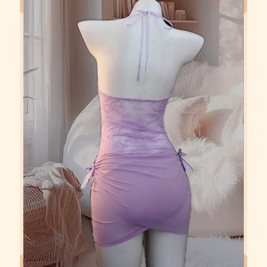 Camisón Halter de Encaje Morado para Mujer Golden Shuttle, Lencería Sexy Ajustada 8149 - Product Image 2