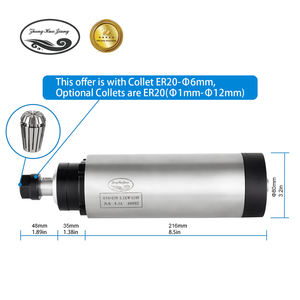 Oferta Especial: Motor de Husillo CNC Refrigerado por Aire Zhong Hua Jiang ER20 de 80mm y 2.2KW (110V/220V/380V) para Máquinas de Perforación y Grabado CNC - Product Image 2