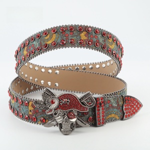 Venta al por mayor Vintage Punk estilo <span class=keywords><strong>Simon</strong></span> Diamante tachonado cinturón de gran tamaño cráneo hebilla con brillantes diamantes de imitación Bling estilo vaquera - Product Image 3