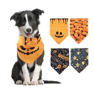 Großhandel Custom Design Print Halloween Hund Schal Dreieck Haustier Hund Bandana für Hunde Haustier Kleidung