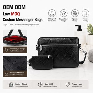 Sac bandoulière homme personnalisé en cuir PU gaufré, durable, avec fermeture éclair antivol et porte-monnaie - Product Image 1
