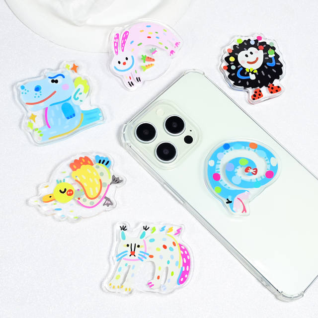 Custom Cute Cartoon Phone Holders Grip Promotional Acrylic Phone Grips Sockets Phone Holders Plastic Craft