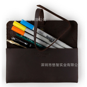 Trousse à crayons en cuir PU grande capacité, porte-stylos multifonctionnel, sac de rangement créatif pour pinceaux, cadeau promotionnel. - Product Image 5