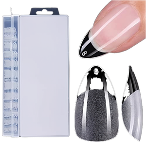 <span class=keywords><strong>Faux</strong></span> <span class=keywords><strong>ongles</strong></span> en acrylique de haute qualité TOMICCA, style français, forme amande courte, couvrance totale, avec <span class=keywords><strong>colle</strong></span>, 10 tailles - Product Image 1