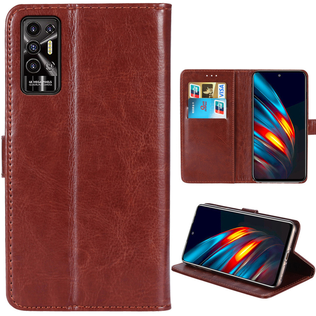 Leather Case for Tecno Pova 2 Magnetic Back Flip Case for Pova 2 Wallet Case Card Slots Holder Cover