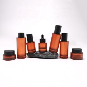 New Arrival mỹ phẩm chăm sóc da bao bì Lotion bơm chai thủy tinh và kem Jar dầu dropper Toner Glass với Frosted màu hổ phách - Product Image 5