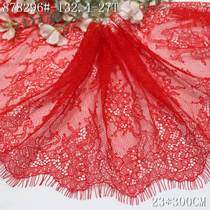 ผ้าลูกไม้ถักแบบยั่งยืนลายตาข่าย ขนาด 23 ซม. สีดำ ขาว แดง ไนลอน ลายดอกไม้ ชานทิลลี่ ขอบลูกไม้แบบขนตา สำหรับชุดชั้นใน - Product Image 6