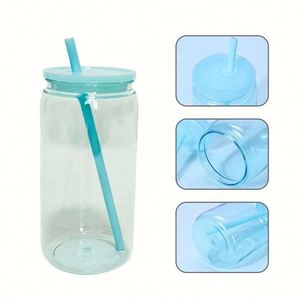 Nouveauté 2026 – Gobelets personnalisés en plastique de 16 oz, style Mason Jar, pour bière, avec pailles, diverses couleurs disponibles en stock, sans BPA - Product Image 3