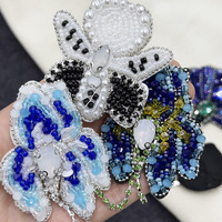 Patchs brodés à la main avec des perles, appliques 3D en or, coquillages, cristaux, perles, décoration en feutre, à coudre sur les vêtements, les sacs, les chaussures