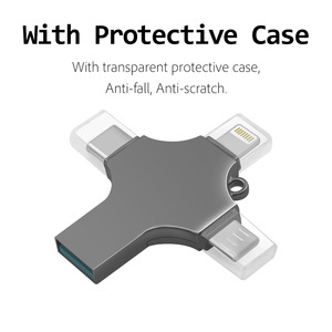 แฟลชไดรฟ์โลหะ 4 in 1 ยอดนิยม USB 3.0 ความจุ 8GB-256GB ความเร็วสูง สำหรับ <span class=keywords><strong>iPhone</strong></span> Android ถ่ายโอนข้อมูลเร็ว OTG - Product Image 4