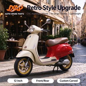 โรงงาน JAXP ขายส่ง<span class=keywords><strong>ล้อ</strong></span>อะลูมิเนียมแบบกำหนดเองสำหรับ <span class=keywords><strong>VESPA</strong></span> ขนาด 12x3.0J สลักลาย CNC หลายสี - Product Image 1