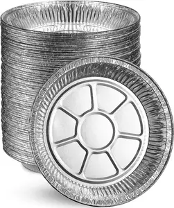 7 8-Zoll-Aluminiumfolie Pie Plate Runder Einweg behälter mit abgeschrägter Wand Silber dose Backformen
