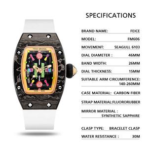 Mouvement mécanique automatique de luxe montre pour femme 41mm cadran diamètre 26mm boîtier en Fiber de carbone Tonneau Design Montre Femme pour - Product Image 4