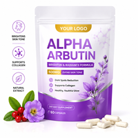 Capsules d'Alpha Arbutine Naturelle pour Adultes, Marque Privée ODM OEM, Complément Nutritionnel pour l'Éclat de la Peau, 60 Comprimés en Sachet Poudre