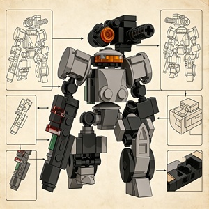 Patrol Trooper No 4 DIY Mecha Robot Building <b>Blocks</b> Bricks Set STEM Educational Construction Assembly Toy Kit For Kids Boys Gift - Product Image 4