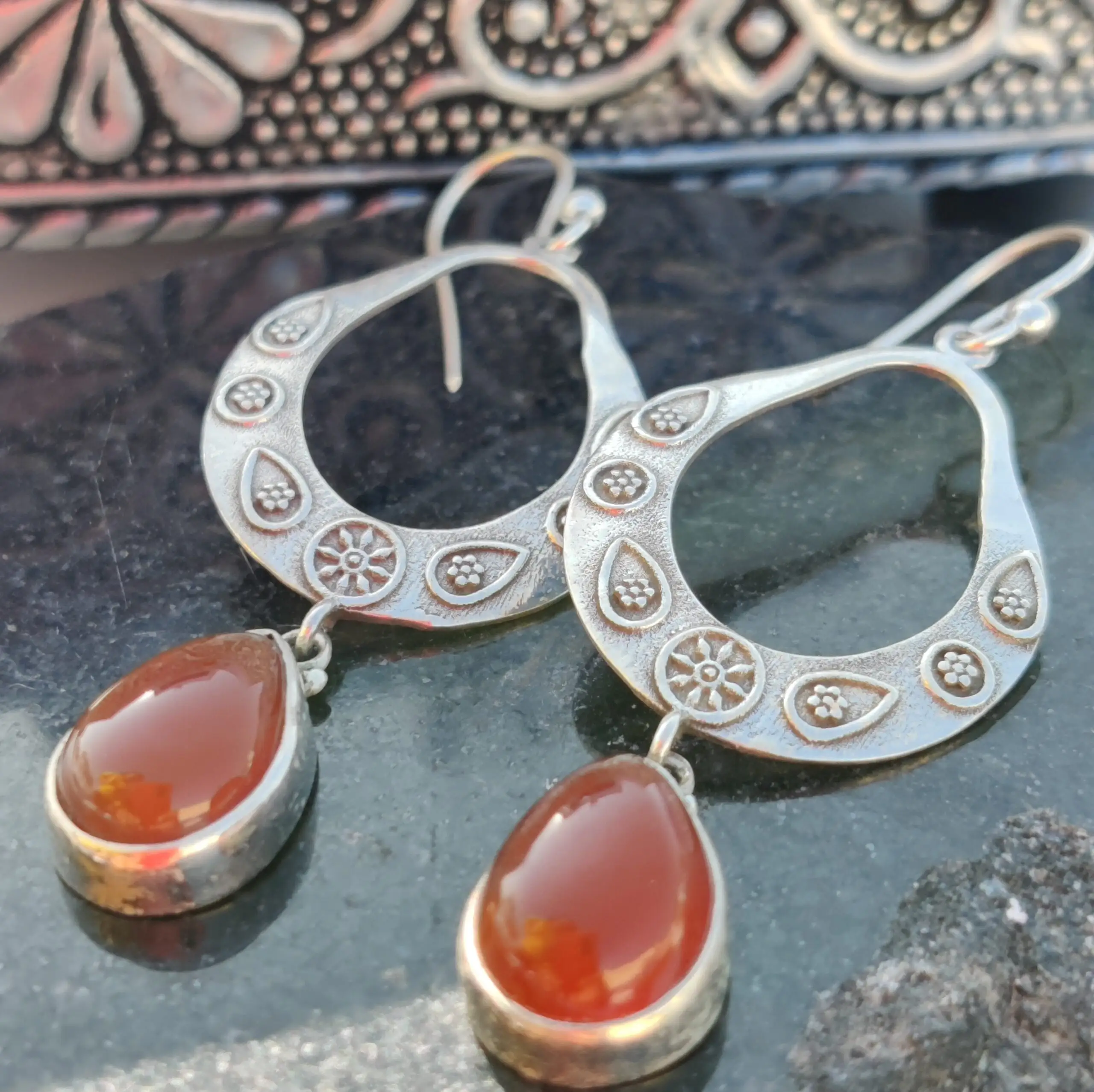 925 Sterling Silver Natural Red Onyx Gemstone Designer Dangler Drop Earrings Perhiasan Anting untuk Wanita Hadiah