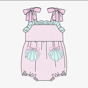 Vestido Casual Personalizado de Primavera/Otoño con Estampado de Conchas, Algodón y Spandex, Transpirable, con Volantes para Niñas, Romper Tipo Burbuja para Bebés, Conjuntos a Juego para Hermanas - Product Image 2