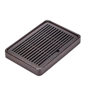 Plateau à thé en ébène naturel, petit plateau de service chinois pour usage domestique, plateau de drainage rectangulaire, plateau de rangement d'eau pour petite table à thé - Product Image 3