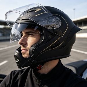 Nouveau casque de moto à visière relevable noir et or, double visière, coque ABS, ouvert, homologué DOT, toutes saisons, avec intérieur amovible - Product Image 4