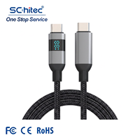 SChitec 100W Typ-C zu Typ-C Nylon-Umflochtenes USB-Kabel mit LED-Anzeige Aluminiumlegierung-Anschlusskabel für Laptop und Smartphone