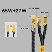 Kabel Data Usb Tipe C pengisian cepat, kabel Data Usb Tipe C, pengisian cepat 3.0 untuk iPhone + Transfer data, 65W, 27W