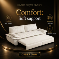 Canapé-lit convertible multifonctionnel blanc 3-en-1, se transforme facilement en canapé, chaise longue et lit queen size, idéal pour salon et hôtel, design confortable