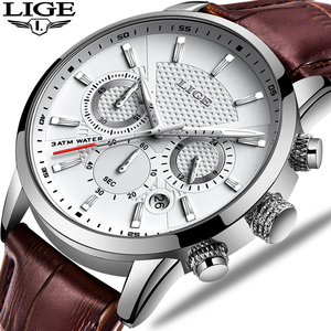 Montre à quartz LIGE LG9866, échantillon d'usine, montre pour homme, montre de mode, montre en cuir, chronographe étanche, montre de sport + boîte - Product Image 1