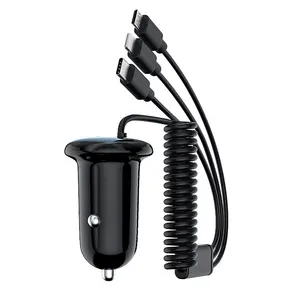 3 in1 New mini car charger multi-function cigarette lighter 3a smart mini car charger hot sale for iphone samsung