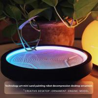 Robot de Peinture au Sable Automatique Miniature, Lampe de Nuit LED RGB Intelligente Simple à Alimentation CC, Ornement de Bureau DIY, Cadeau Technologique Créatif pour la Maison et la Chambre