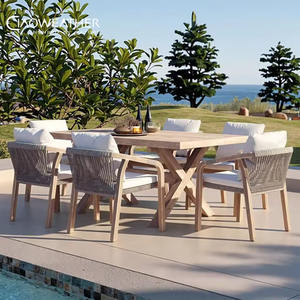 <span class=keywords><strong>Table</strong></span> <span class=keywords><strong>de</strong></span> <span class=keywords><strong>jardin</strong></span> <span class=keywords><strong>en</strong></span> bois <span class=keywords><strong>de</strong></span> teck tissé par corde standard pour l'extérieur d'un hôtel mobilier d'extérieur ensemble <span class=keywords><strong>table</strong></span> à manger et chaises - Product Image 1