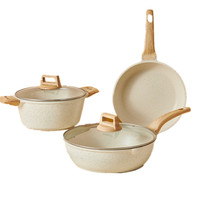 Ensemble de casseroles en céramique et alliage d'aluminium antiadhésif BST 4 pièces - Respectueux de l'environnement, compatible lave-vaisselle et four, pour la maison et la cuisine