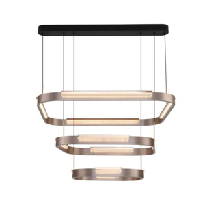 Lampe suspendue à trois anneaux, couleur or noir, pour la décoration d'hôtel et de maison - Product Image 5