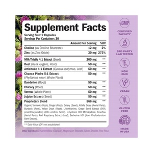 Suplemento de Cardo Mariano para Desintoxicación y Reparación del Hígado OEM/ODM - 60 Cápsulas de Apoyo Herbal para el Hígado - Colina, Extracto de Alcachofa - Product Image 2