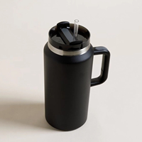 Bouteille isotherme populaire de 64 oz avec logo OEM, en acier inoxydable 304, grande capacité, avec poignée, pour l'eau potable et les voyages
