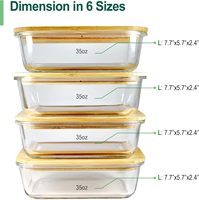 Boîtes de conservation alimentaire en verre avec couvercles en bambou, boîtes de préparation des repas en verre, boîte à lunch bento