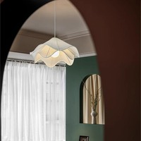 Lumière pendante de tissu blanc de lampe de fleur accrochante de Dimmable de style français pour l'hôtel de chambre à coucher