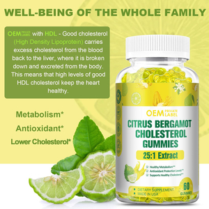 Oem Suikervrije Citrus Bergamot <span class=keywords><strong>Cholesterol</strong></span> Gummies 25:1 Extract Bergamot Supplement Voor Hoge Cholesterolondersteuning Gezond - Product Image 3