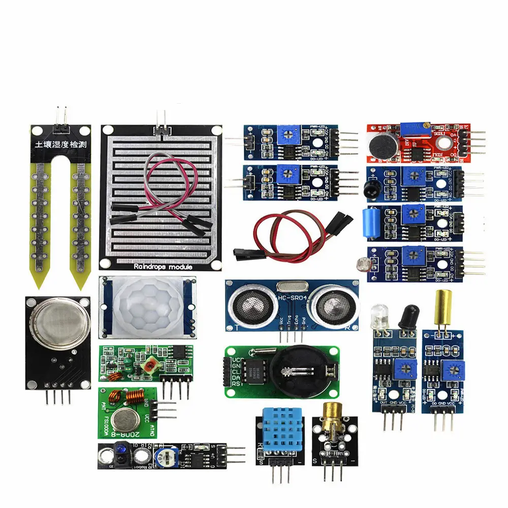 Sensor Kit for Raspberry pi 2 3 Sensor Module HC-SR04 SR501 DHT11 DS3231 KY-008 Sound Rain Soil Sensor for arduino DIY Kit