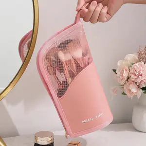 Bolsa de viagem esportiva rosa, pincel maquiagem à prova d'água para bagagem e cosméticos