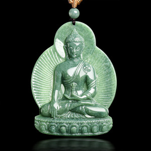 Pendentif <span class=keywords><strong>Bouddha</strong></span> ethnique en jadéite naturelle <span class=keywords><strong>de</strong></span> qualité A, couleur vert haricot, statue bouddhiste en <span class=keywords><strong>jade</strong></span> - Product Image 1
