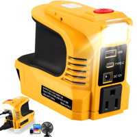 Convient pour Dewalt 18V/20V batterie adaptateur onduleur 5-en-1, sortie ca 180W, QC3.0 USB, PD3.0 type-c, alimentation de secours portable
