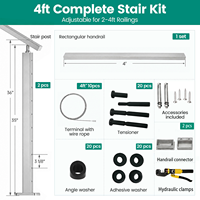 Silbernes 2-4 Fuß Komplettes Treppengeländer-Set Modulares Rostfreies Edelstahlseil für Außenbereich Balkon Terrasse Anwendung