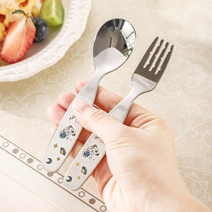 <span class=keywords><strong>Set</strong></span> Creativo di Cucchiaio e Forchetta per Bambini con Custodia in Silicone, Acciaio Inossidabile 304, Durevole ed Ecologico, Portatile - Product Image 3