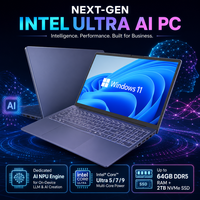 Laptop Metal AI Baru Berkualitas Tinggi 15.6 Inci RAM DDR5 WIFI 6 Intel Ultra 5 7 9 225H 255H 285H Windows 11 Pro Thunderbolt
