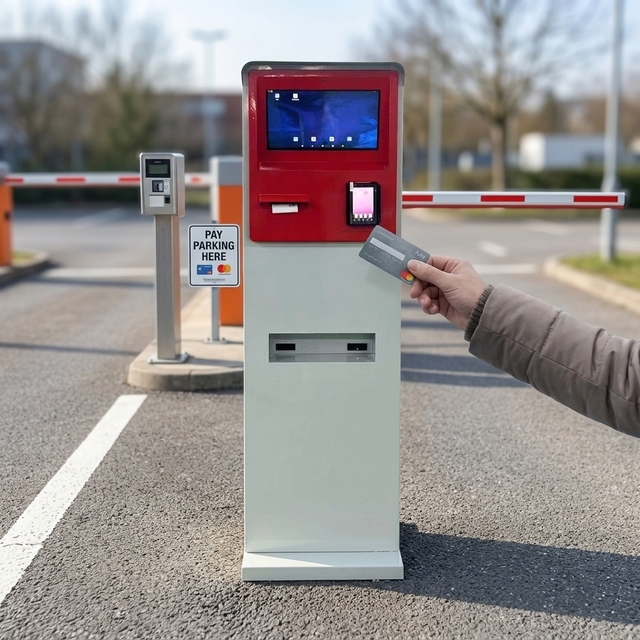 Smart Outdoor Payment Kiosk Touch Screen RFID Card Reader Barcode Reader Automated Ticket Dispenser QR Code Scanner Floor