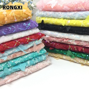 All'ingrosso CR161 pronto alla rinfusa paillettes <span class=keywords><strong>taglio</strong></span> <span class=keywords><strong>Laser</strong></span> 3d fiori ricamo tessuto di maglia per il vestito forniture per cucire artigianato - Product Image 1