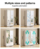 Armoire Métallique Durable Démontable Moderne pour Chambre et Salon, Rangement avec Porte Coulissante et Miroir, Peinte, Autoportante, Légère et Écologique