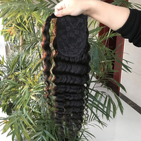 Prix d'usine 8-26 pouces de vague profonde dans un grand stock Extensions de cheveux brésiliens de queue de cheval de cheveux humains